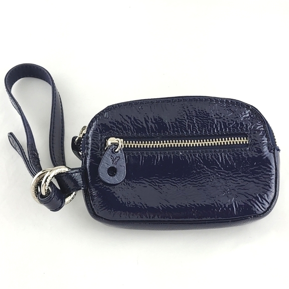 American Eagle Outfitters AEO Patent Navy Blue Lrg Zipper Clutch Wristlet Wallet - Picture 10 of 13